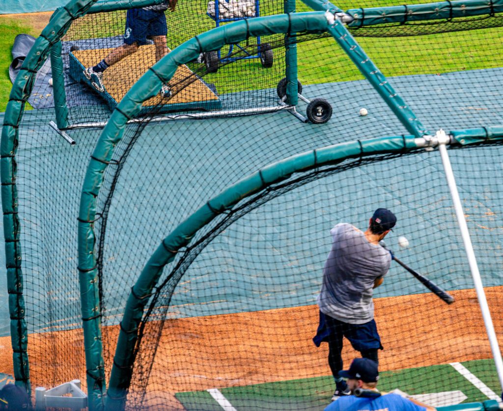 baseball player batting practice
